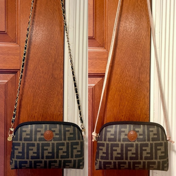 💗Auth💗FENDI Zucca Monogram Wristlet Pouch Wallet Clutch Pochette/Crossbody💫 - Picture 3 of 17